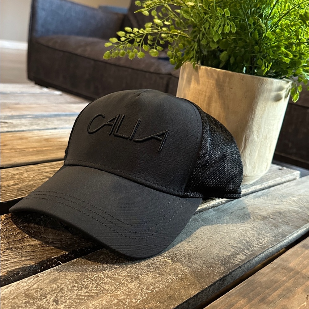 NWT CALIA Hat Cap Snap Back Womens One Size Black Trucker Mesh Baseball Logo